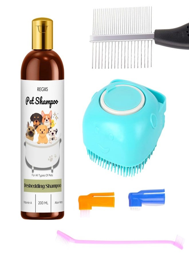 REGIIS Pet Deshedding Shampoo with Vitamin A and Aloe Vera, 200ml Cleansing Formula for All Types of Pets(Pack 0F 4) - Image 1